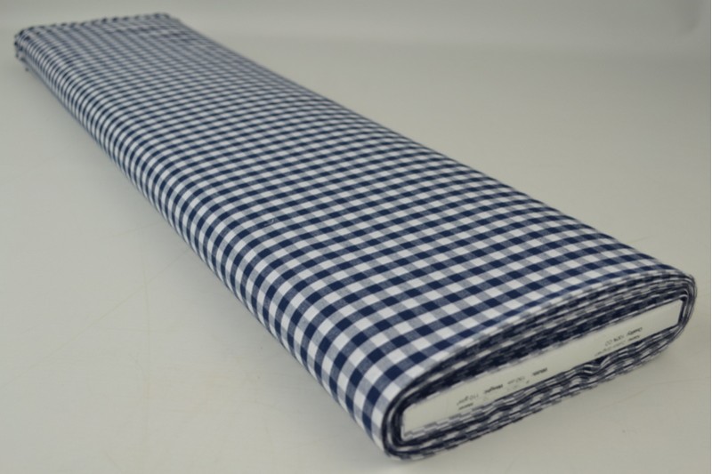 Coton Vichy Boerenbont carreaux 6.5mm marine, rouleau