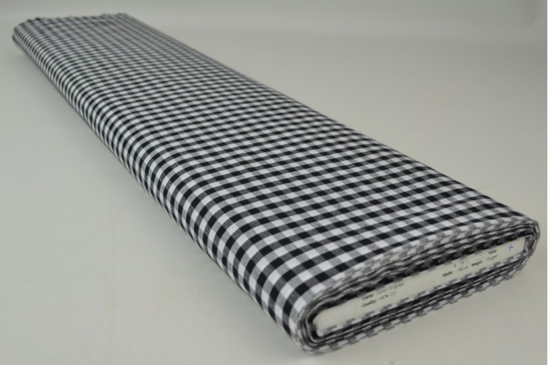 Coton Vichy Boerenbont carreaux 6.5mm noir, rouleau