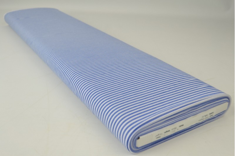 Coton Vichy Boerenbont rayures 2.5mm bleu, rouleau