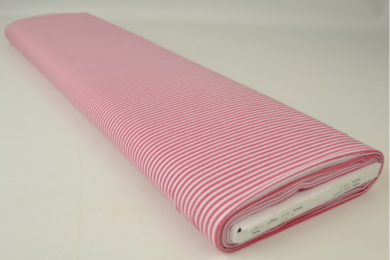 Coton Vichy Boerenbont rayures 2.5mm rose foncé, rouleau