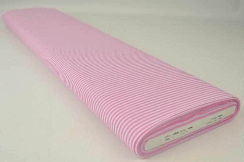 Coton Vichy Boerenbont rayures 2.5mm rose, rouleau