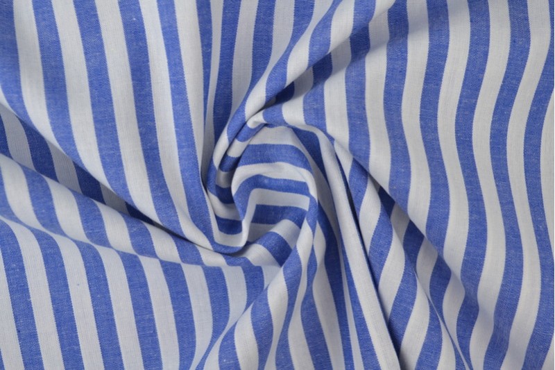 Coton Vichy Boerenbont rayures 6.5mm bleu