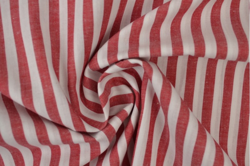 Coton Vichy Boerenbont rayures 6.5mm rouge