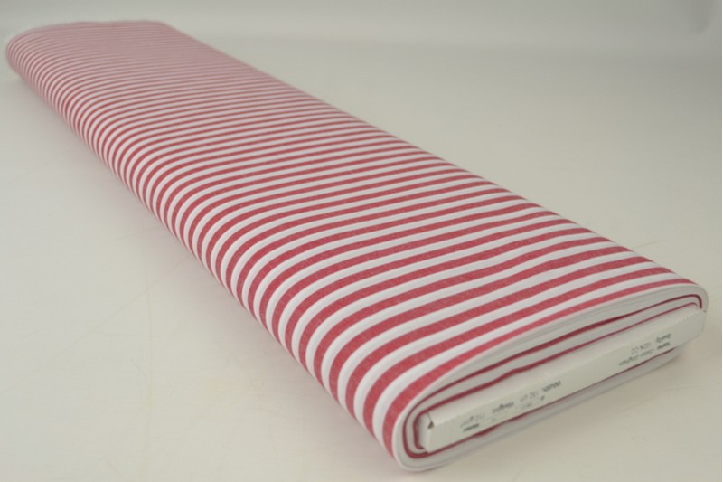 Coton Vichy Boerenbont rayures 6.5mm rouge, rouleau