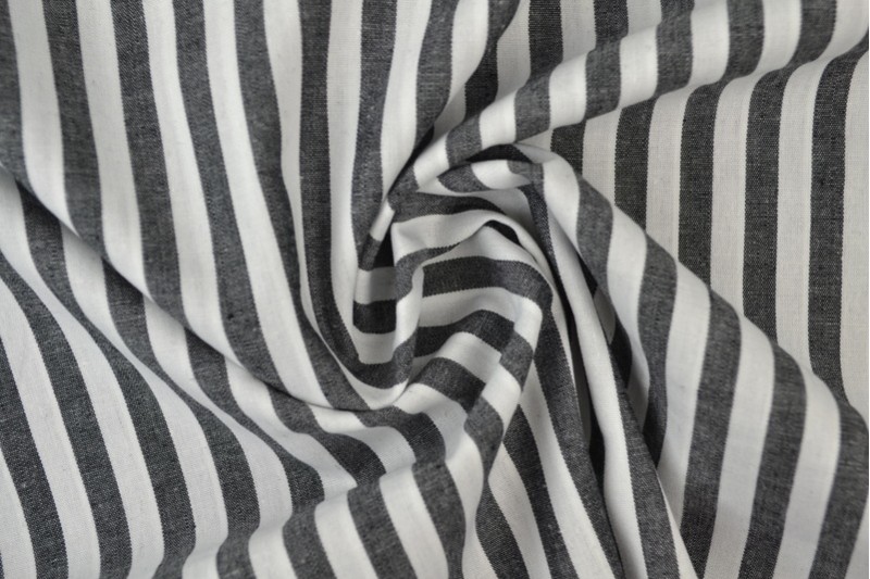Coton Vichy Boerenbont rayures 6.5mm noir