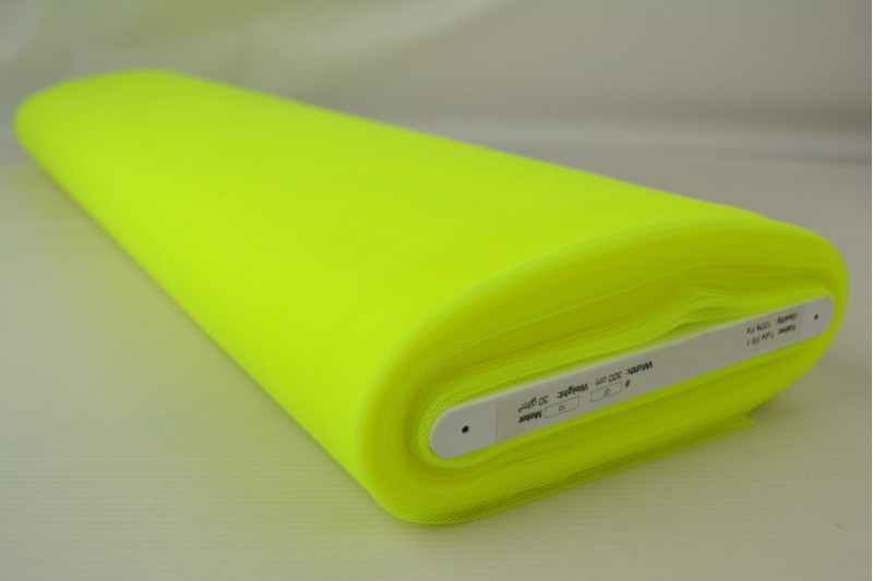 Tulle Non-Feu 300 tulle ignifuge 300 cm de large jaune fluo, rouleau