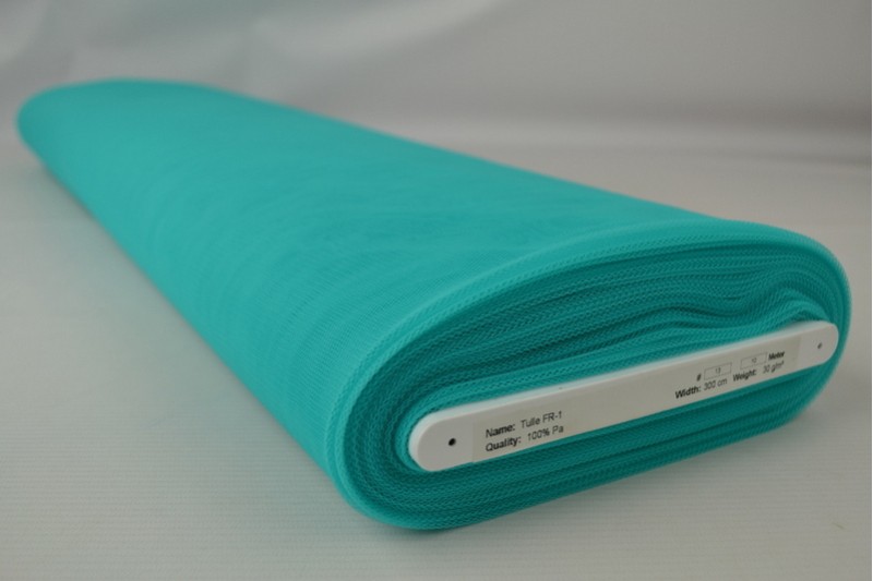 Tulle Non-Feu 300 tulle ignifuge 300 cm de large turquoise, rouleau