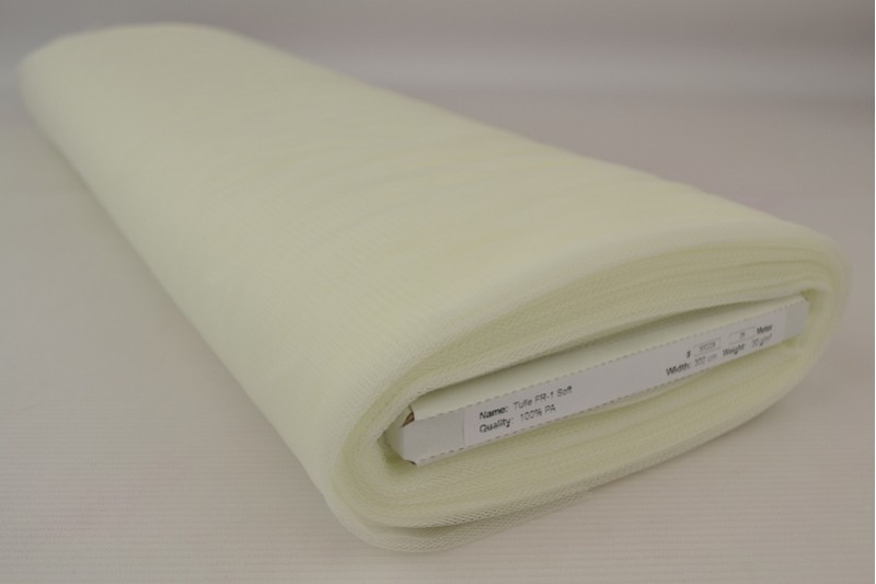 Tulle Souple Non-feu 300 tulle de mariée ignifuge 300 cm de large ivoire, rouleau