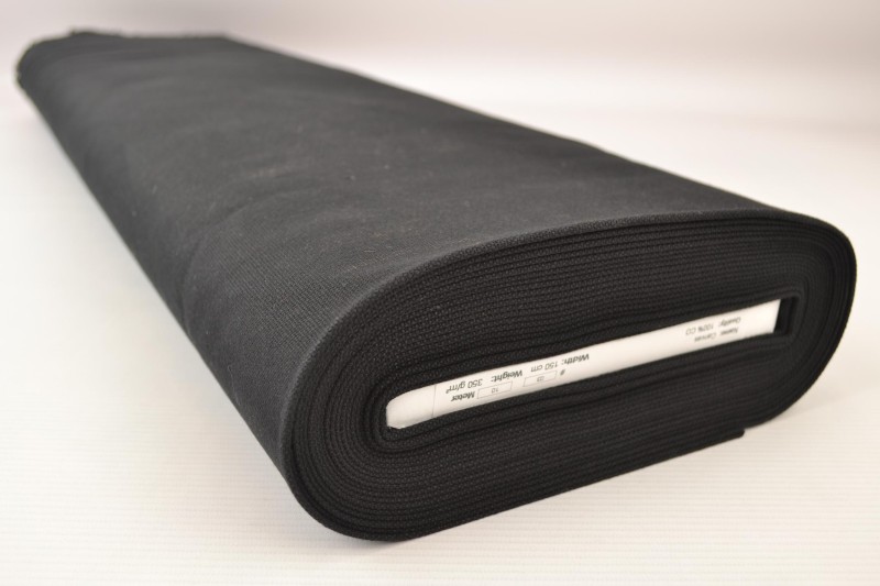 Canevas de Coton 350 g/m² noir, rouleau