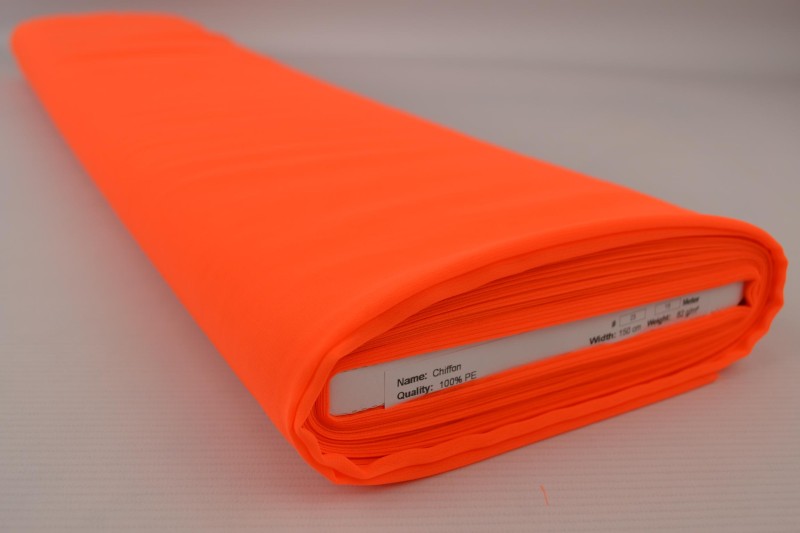 Mousseline (Chiffon) orange néon, rouleau