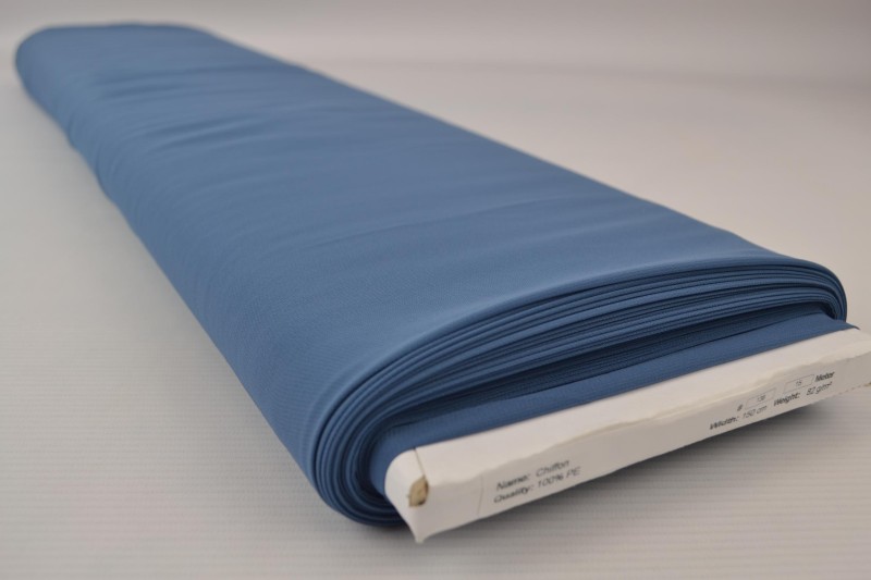 Mousseline (Chiffon) bleu acier, rouleau