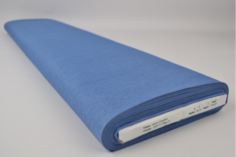 Denim Chambray Lavé bleu, rouleau