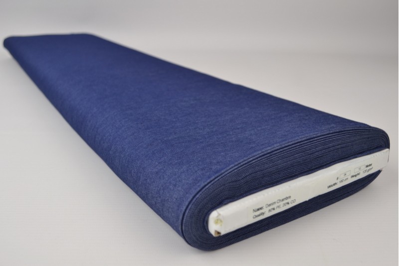Denim Chambray Lavé bleu foncé, rouleau