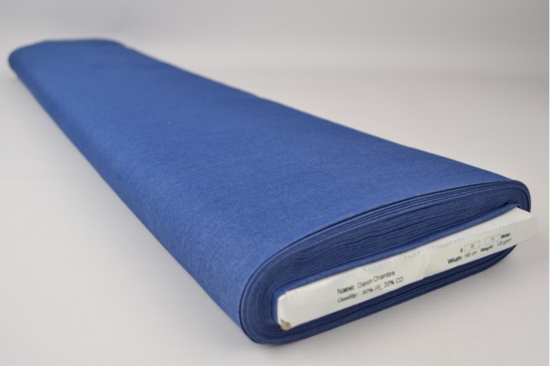 Denim Chambray Lavé bleu indigo, rouleau