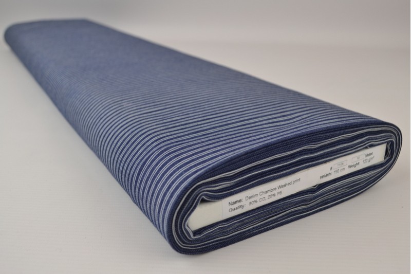 Denim Chambray Lavé Imprimé imprimé 11-04, rouleau