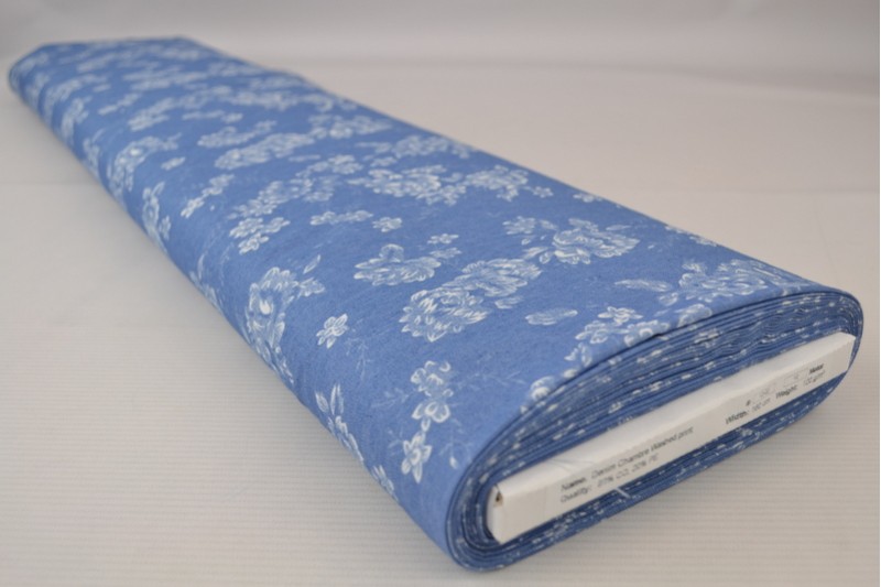 Denim Chambray Lavé Imprimé imprimé 12-02, rouleau