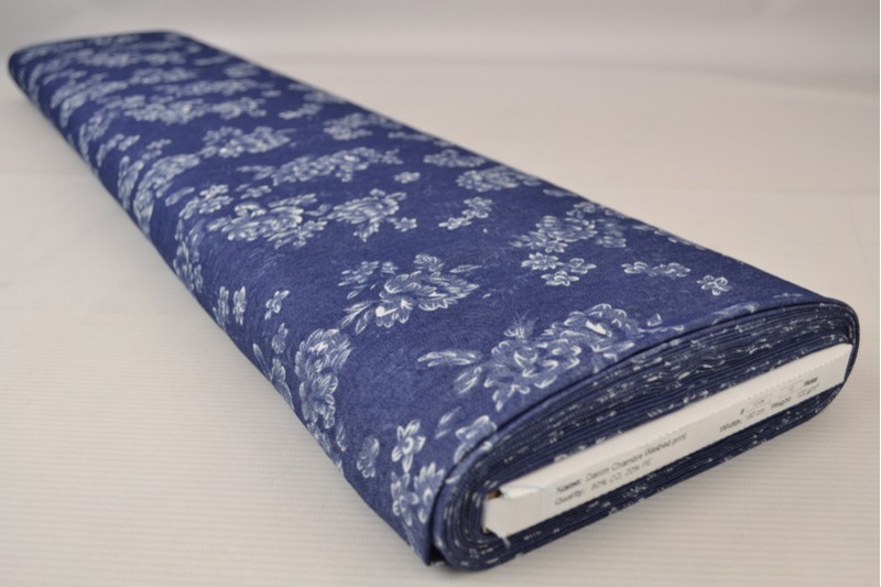 Denim Chambray Lavé Imprimé imprimé 12-04, rouleau