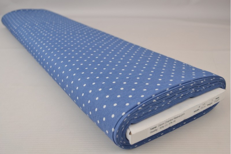 Denim Chambray Lavé Imprimé imprimé 14-02, rouleau