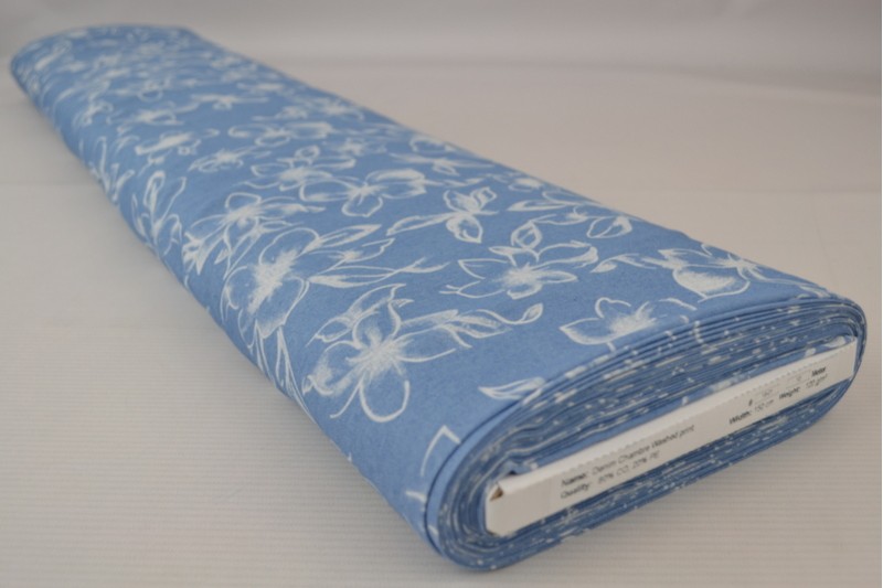 Denim Chambray Lavé Imprimé imprimé 18-01, rouleau