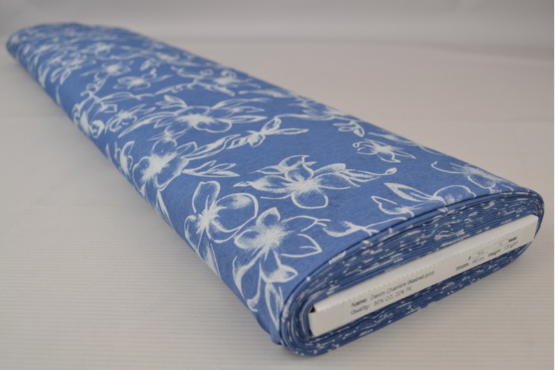 Denim Chambray Lavé Imprimé imprimé 18-02, rouleau