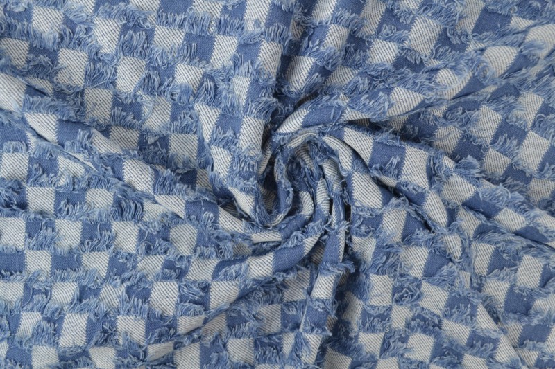 Denim Fashion checks frayed 01-01