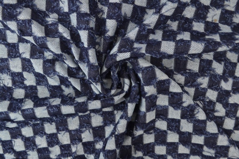 Denim Fashion checks frayed 01-03