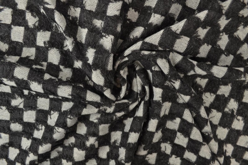 Denim Fashion checks frayed 01-04