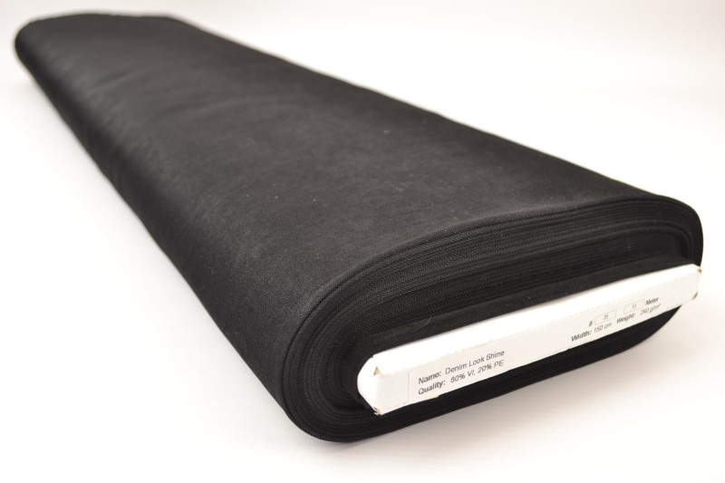 Viscose Shine Aspect Denim viscose denim-look brillant noir, rouleau