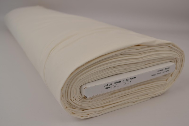 Coton Ignifugé 300 cm de large, blanc cassé, rouleau