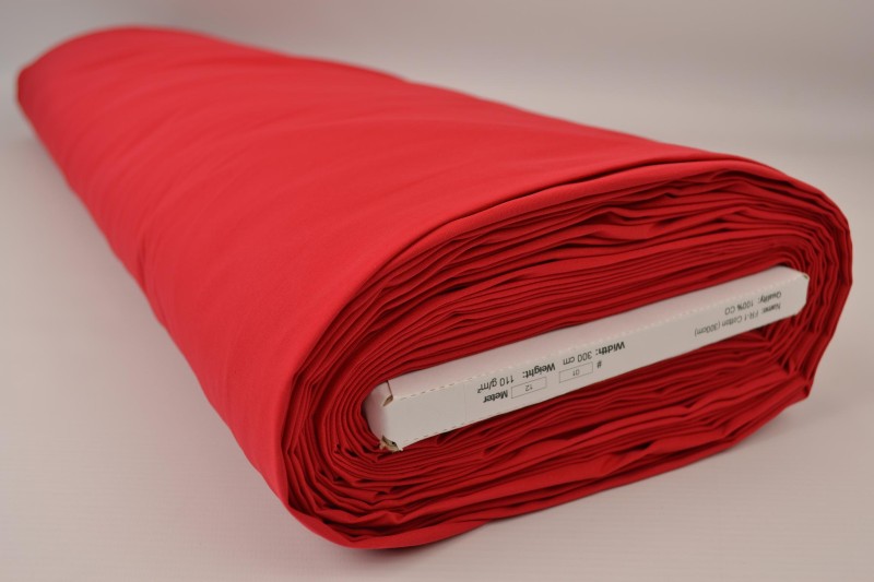 Coton Ignifugé 300 cm de large, rouge, rouleau