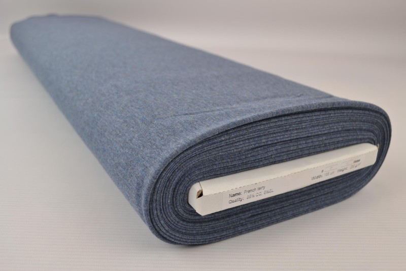 French Terry jeans foncé mélangé, rouleau