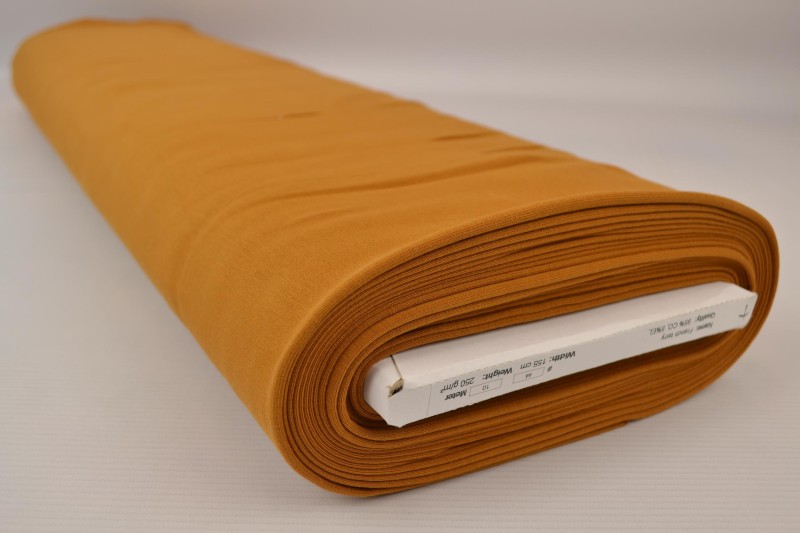 French Terry jaune ocre foncé, rouleau
