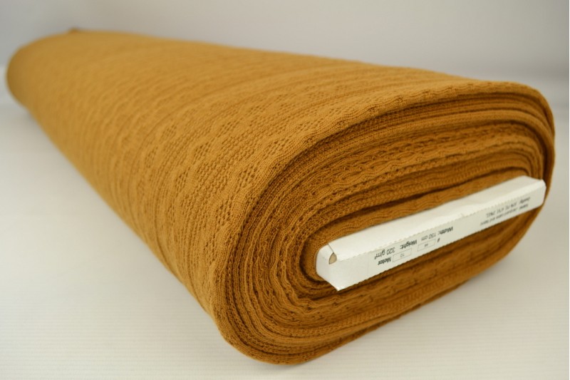 Jacquard Torsade jacquard en tricot torsadé jaune ocre foncé, rouleau