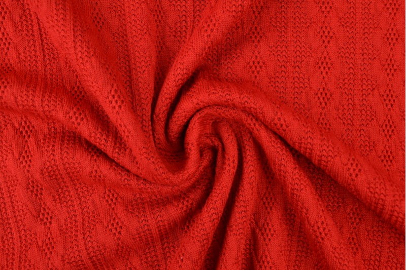 Jacquard Torsade jacquard tricoté en torsade rouge
