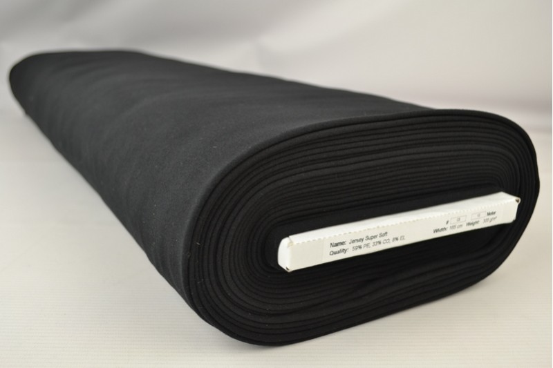 Jersey Supersoft noir, rouleau