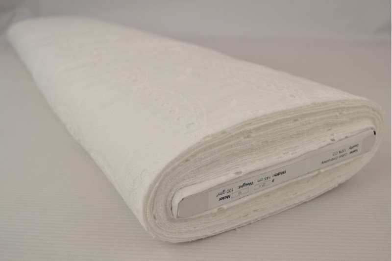 Broderie de Coton blanc (motif 07), rouleau