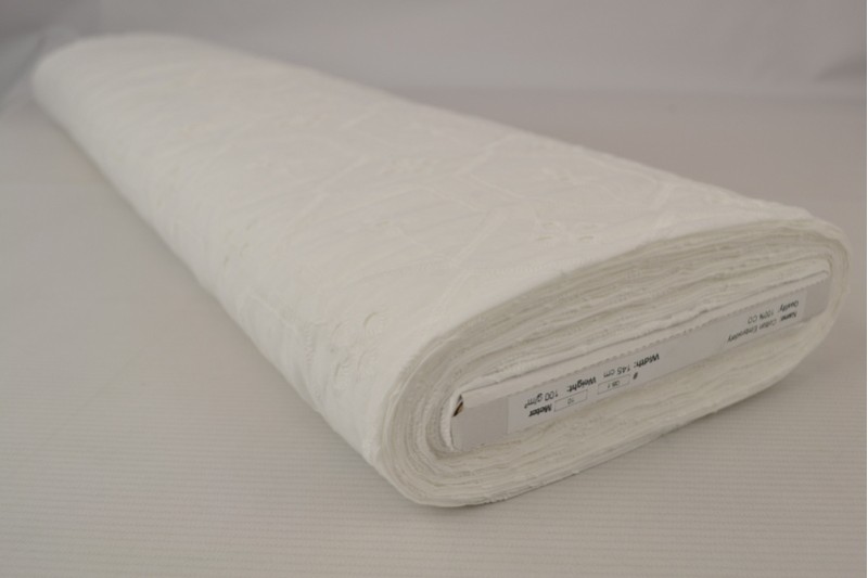 Broderie de Coton blanc (motif 08), rouleau