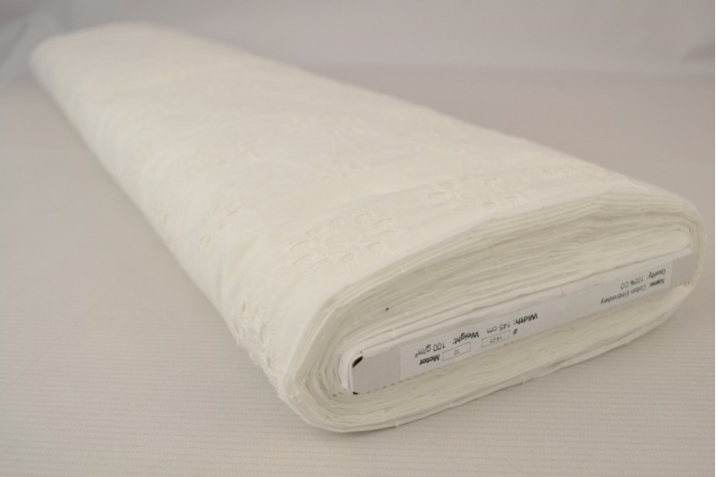 Broderie de Coton blanc (motif 14), rouleau