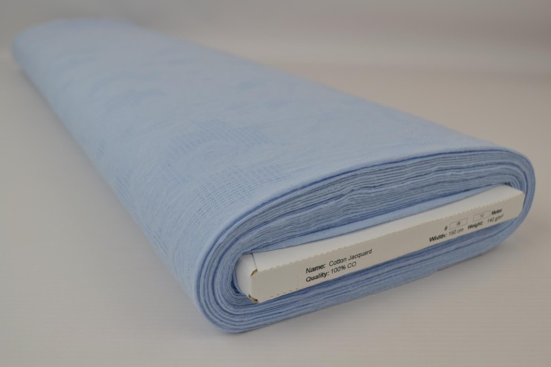 Jacquard de Coton bleu aqua, rouleau