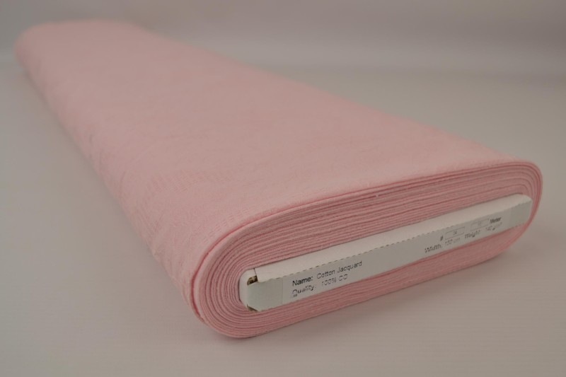 Jacquard de Coton rose bébé, rouleau