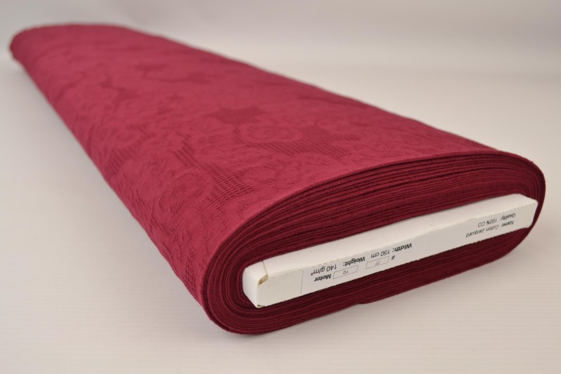 Jacquard de Coton bordeaux, rouleau