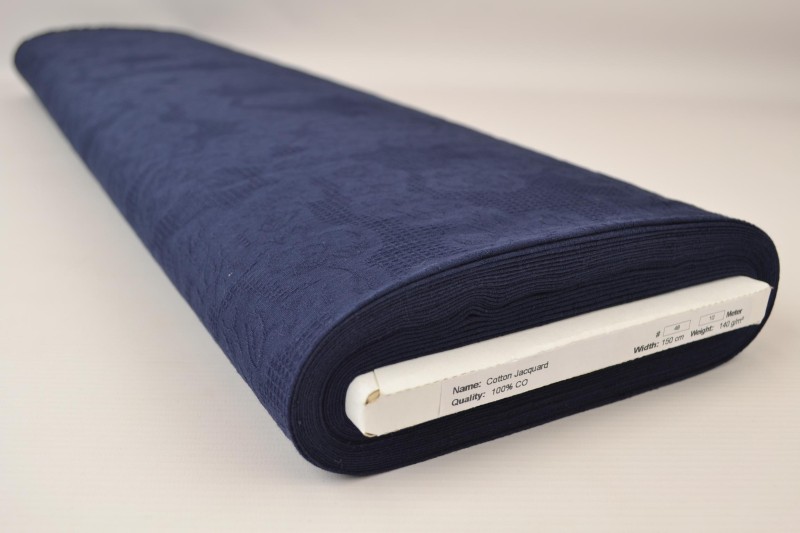 Jacquard de Coton bleu marine, rouleau