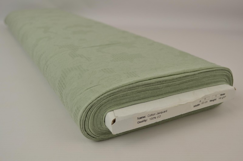 Jacquard de Coton vieux vert, rouleau