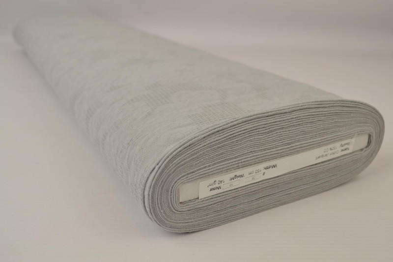 Jacquard de Coton gris argenté, rouleau