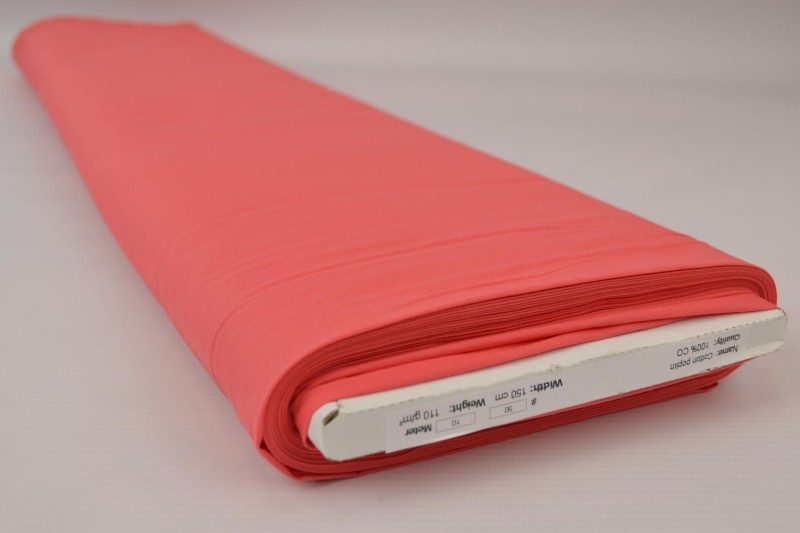 Popeline de Coton popeline de coton rose corail, rouleau