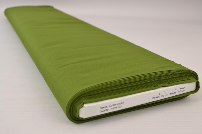 Popeline de Coton popeline de coton vert mousse, rouleau