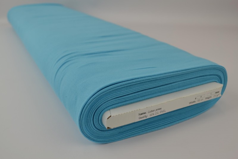Jersey de coton bleu aqua, rouleau
