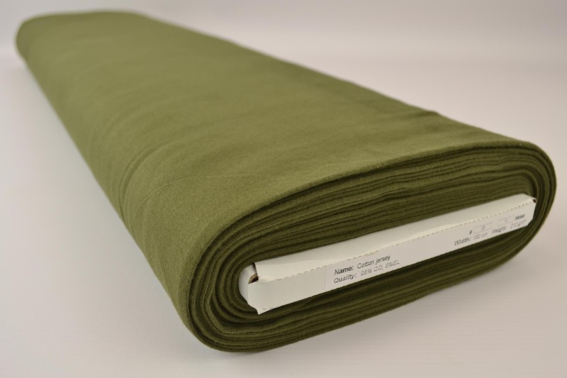 Jersey de coton vert mousse foncé, rouleau
