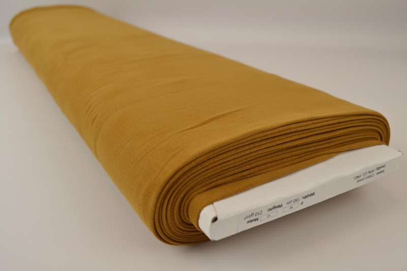 Jersey de coton jaune ocre foncé, rouleau