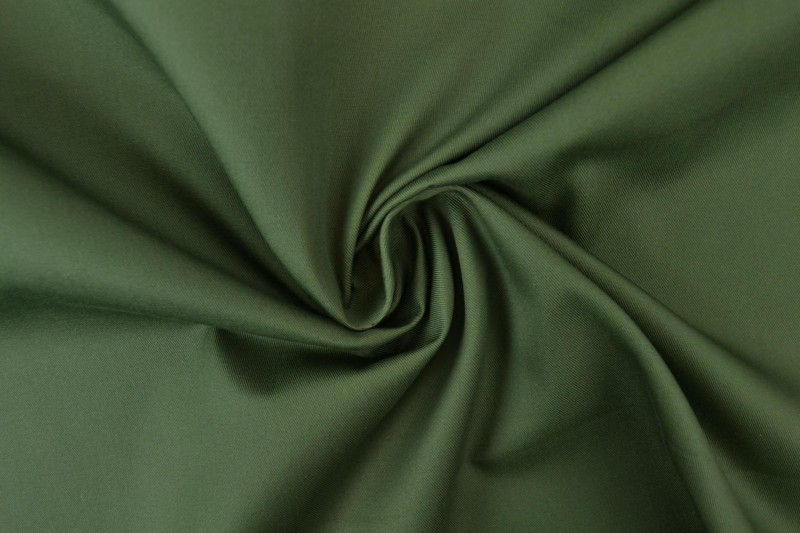 Coton sergé vert mousse foncé